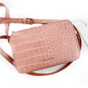 Ted Baker London Stina Croc Effect Crossbody Double-Zip Bag Mid-Pink, NWT